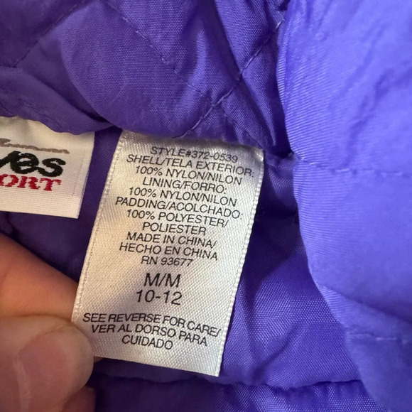 Vintage 90s Purple & Green Snow Ski Suit Kids Medium 10-12 Retro One-Piece - Picture 5 of 7